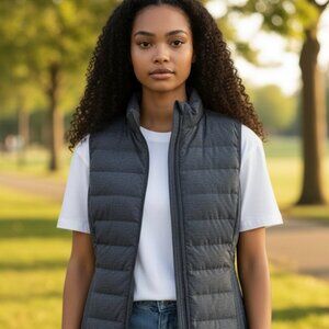 Heatkeep Down Vest Women’s Sz XL Full Zip Black Pockets Quilted